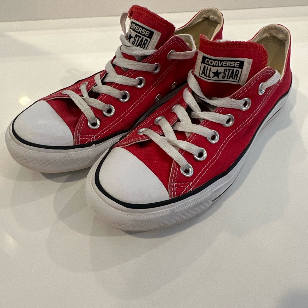 Converse Red and White Canvas Sneakers